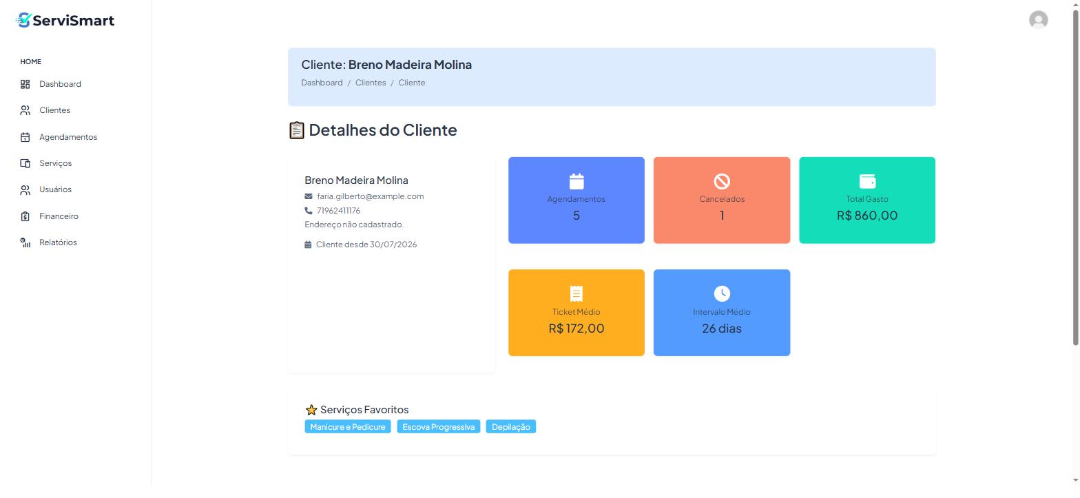 Tela de detalhes do cliente no ServiSmart